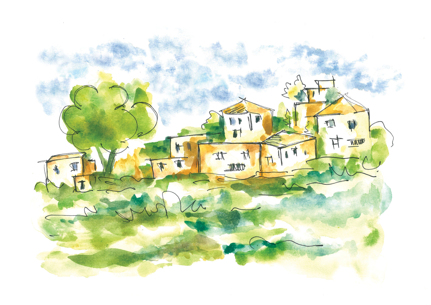 The Village - Watercolor Art Print